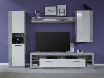 Белая глянцевая стенка и бетон Eden