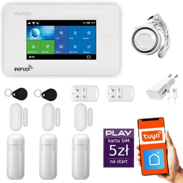 Alarm bezprzewodowy GSM + Wifi z aplikacją TUYA, HUXGO HXA006