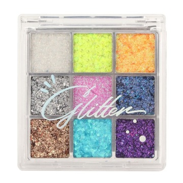 Палитра теней с блестками 9 цветов.