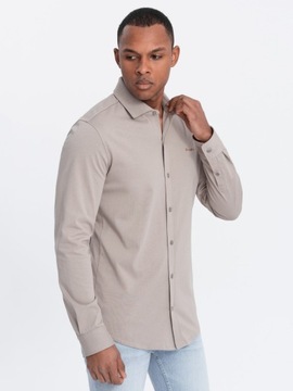 Bavlnená pánska košeľa REGULAR z úpletu popolavá V5 OM-SHCS-0138 L