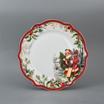 Тарелка Блюдо Рождественский Торт Дед Мороз Рождество