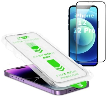 SZKŁO HARTOWANE do iPHONE 12 / 12 Pro + aplikator łatwy montaż cały ekran