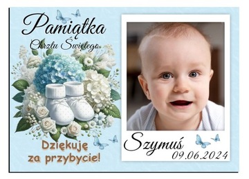 FOTO MAGNES Podziękowania dla gości ze zdjęciem Chrzest Roczek 10x7cm O39