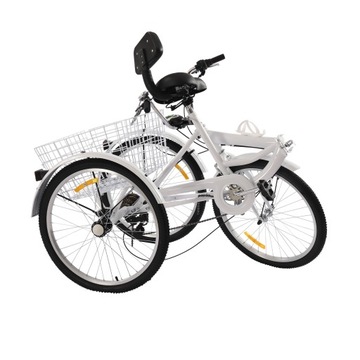 Белый 24-дюймовый складной трехколесный велосипед