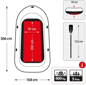 Большой туристический понтон плоскости Intex PVC Rowel 5 OS набор