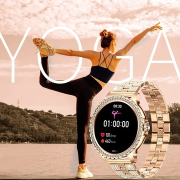 ZEGAREK DAMSKI DLA KOBIETY ELEGANCKI SMARTWATCH Z BRANSOLETKĄ ROZMOWY PULS