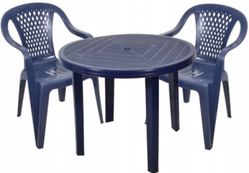 КОМПЛЕКТ 2+1 ПЛАСТИКОВЫЕ СТУЛЬЯ, САДОВЫЙ СТОЛ, ТЕМНО-СИНИЙ