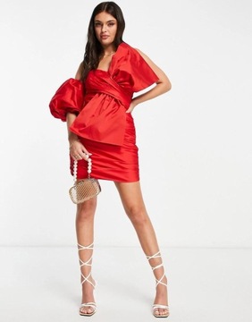 Forever New ots mini czerwona z tafty sukienka kokarda M NH2