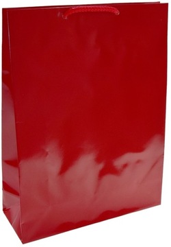 torby papierowe laminowane CZERWONE na prezenty 24x9x32cm a4 pakiet 10szt