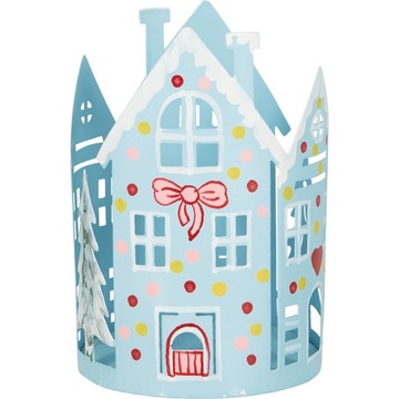 DOMEK METAL LAMPION KAMIENICZKA LATARENKA na tealight Laura Pale Blue