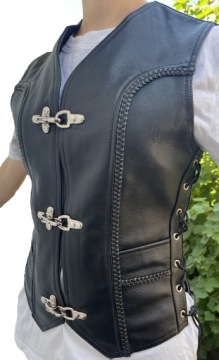 Мягкий кожаный жилет для нее на мотоцикле XXL