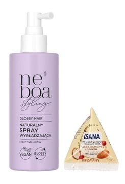NEBOA STYLING FIOLETOWY WYGŁADZAJĄCY SPRAY GLOSSY HAIR +MASKA ISANA TIK TOK