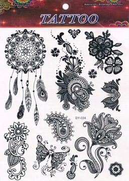 TATUAŻ TYMCZASOWY ZMYWALNY 1ARK ŁAPACZ SNÓW