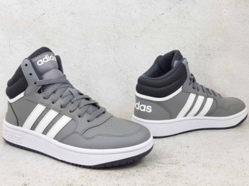 ДЕТСКИЕ СЕРЫЕ БОТИНКИ ПО ЩИКОЛОТКУ ADIDAS HOOPS 3.0 MID IF2721
