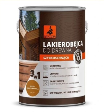 Lakierobejca do drewna 6L SOSNA SKANDYNAWSKA 8 LAT OCHRONY DREWNA DRAGON