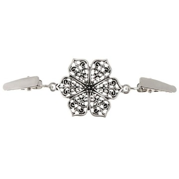 Aluminiowy sweter w kształcie kwiatu, spinki do swetra, odzież koszulowa, srebrna