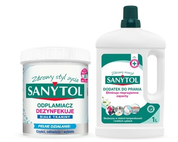 SANYTOL ZESTAW PŁYN PRANIA 1L+ODPLAMIACZ WHITE 450