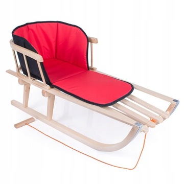 SANKI Z OPARCIEM + MATAERAC, SZNUREK Z UCHWYTEM SANKA DREWNIANA