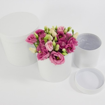 КОРОБКА ДЛЯ ЦВЕТОВ FLOWER, БОЛЬШОЙ НАБОР ИЗ 3 ШТ., БЕЛЫЙ ВЕЛЮР