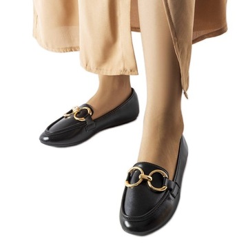 Czarne Skóra ekologiczna Buty Mokasyny r.36