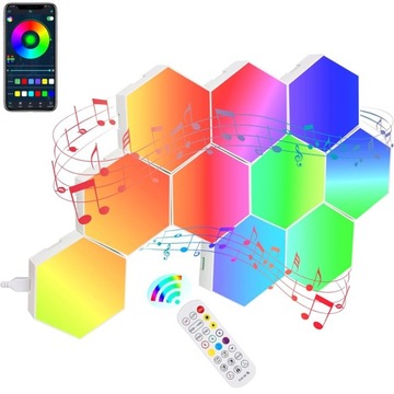 10 шт. RGB шестиугольные светодиодные настенные светильники с пультом дистанционного управления