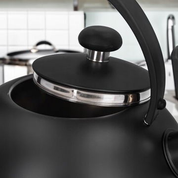 СТАЛЬНОЙ ЧАЙНИК 3л ретро черный со свистком для индукционной и газовой плиты