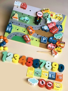 Блоки цифр, деревянные бусины, резьба 897.