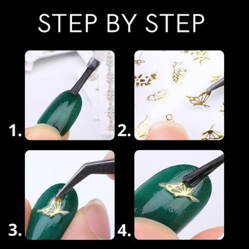 Naklejki Na Paznokcie Samoprzylepne Do Zdobień kolorowe listki kwiatki