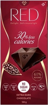 Czekolada bez cukru GORZKA 60% Red Delight 100g