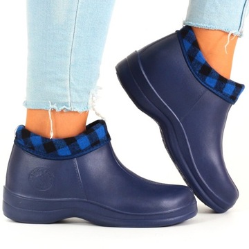 KALOSZE DAMSKIE GUMOWCE PIANKOWE KRÓTKIE OCIEPLANE