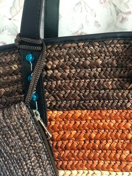 СОЛОМНАЯ СУМКА ПЛЯЖНАЯ КОРЗИНА ЗЕЛЕНАЯ СУМКА