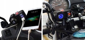 РАЗЪЕМ ПРИкуривателя МОТОЦИКЛА ВОЛЬТМЕТР 2xUSB 5V2A