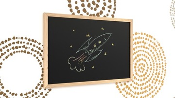 Доска меловая черная 60х40 см, деревянная рама ЭКО.