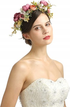 dziewczyna kwiat ślub boho wieniec wianek glowe