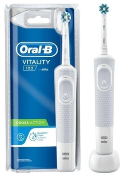 ORAL-B VITALITY 100 CROSS ACTION SZCZOTECZKA OBROTOWA ŁADOWARKA TIMER WHITE