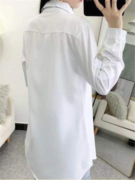Женская рубашка средней длины с лацканами и длинными рукавами, пуговица B