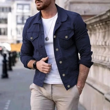 2023 New Mens Denim Jacket Slim Fit Fashion Jeans