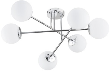 Lampa Wisząca Sufitowa Żyrandol Chrom Białe Kule Milo LED E27