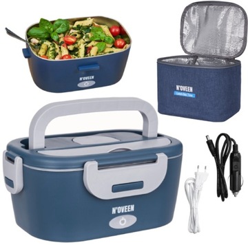 ELEKTRYCZNY LUNCH BOX PODGRZEWACZ OBIAD 230/12/24V INOX + TORBA TERMICZNA