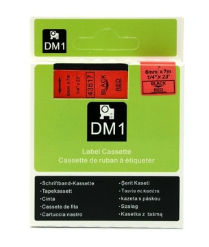 Taśma zamiennik Dymo 43617 6mm czarny/czerwonym