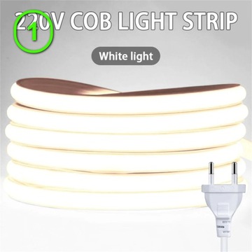 Taśma LED COB 220V 4m Wodoodporna z Wysokim Poziomem Jasności