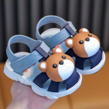 Сандалии на крючках и петлях для маленьких мальчиков и девочек Kawaii Cartoon Bear,