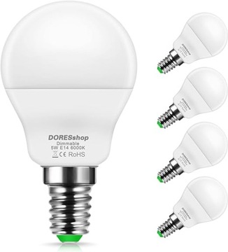 Żarówki Led 4 sztuki 5W E14 ściemniane, zimna biel, DORES