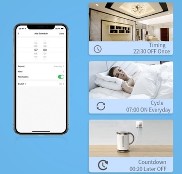 Tuya Smart Switch WiFi модуль 16А, таймер