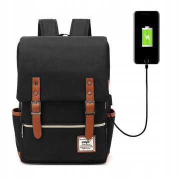 WROCŁAW Plecak Oxford na laptopa 15,6 czarny z USB