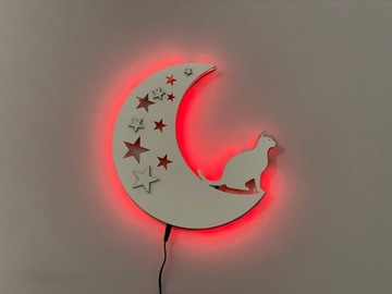 Светодиодный ночник CAT ON THE MOON RGB REMOTE с блоком питания