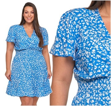 ROZKLOSZOWANA SUKIENKA DAMSKA Motylkowy Rękaw Zwiewna Na Lato MORAJ S