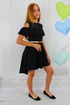 ТОРЖЕСТВЕННОЕ ЧЕРНОЕ ТОРЖЕСТВЕННОЕ ПЛАТЬЕ С ПОЯСОМ 158