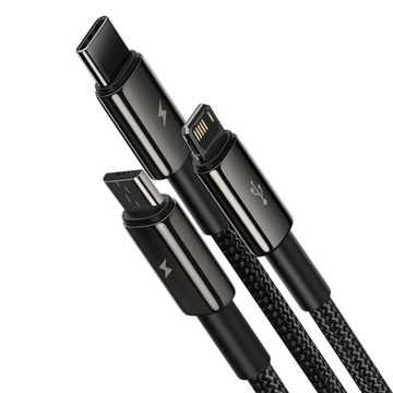 BASEUS TUNGSTEN GOLD KABEL 3W1 USB DO MICRO / USB C / IPHONE LIGHTNING 1,5M