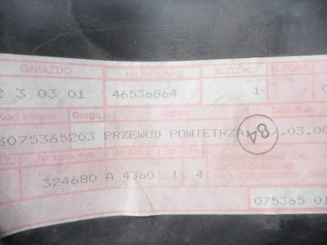 FIAT OE 46536864 VSTUP VZDUCHU SIENA PALIO ORIGINÁLNÍ